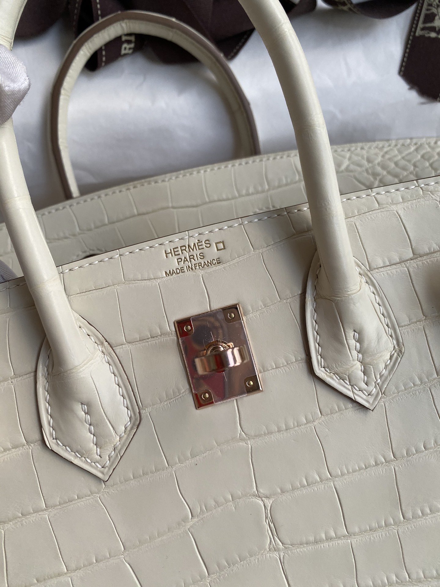 Hermes Birkin 25CM Handmade Bag In Nata Matte Alligator Leather